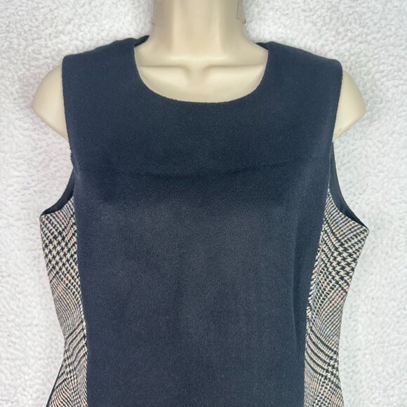 J. McLaughlin Plaid Wool Cashmere Shift Dress Women’s 8 Black Gray Lined Career - Picture 2 of 12